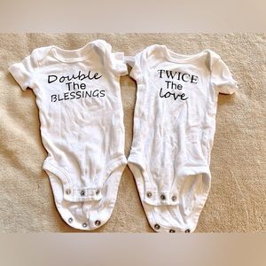 Double the blessing, twice the love twins onesies
